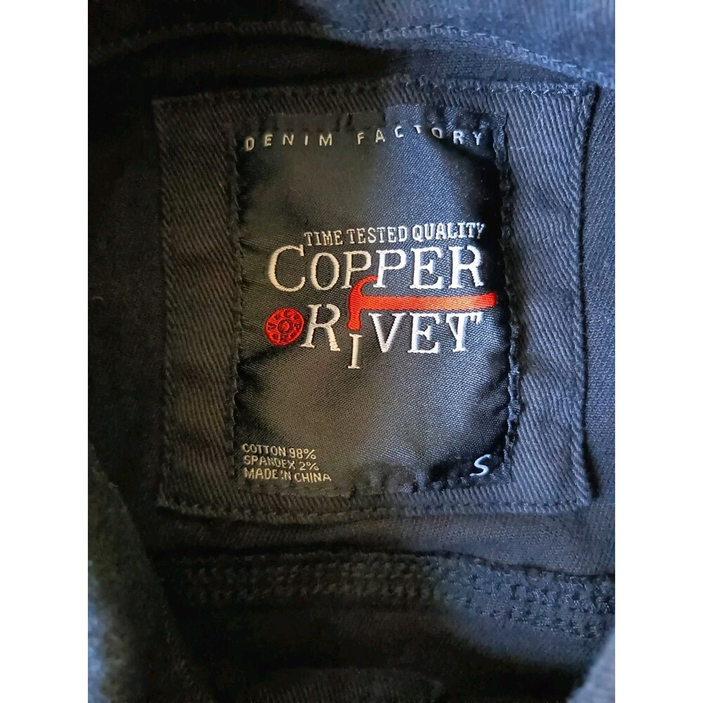 Copper Rivet Denim Jacket Men's Size Small Button Up Black Long Sleeve - Picture 4 of 9